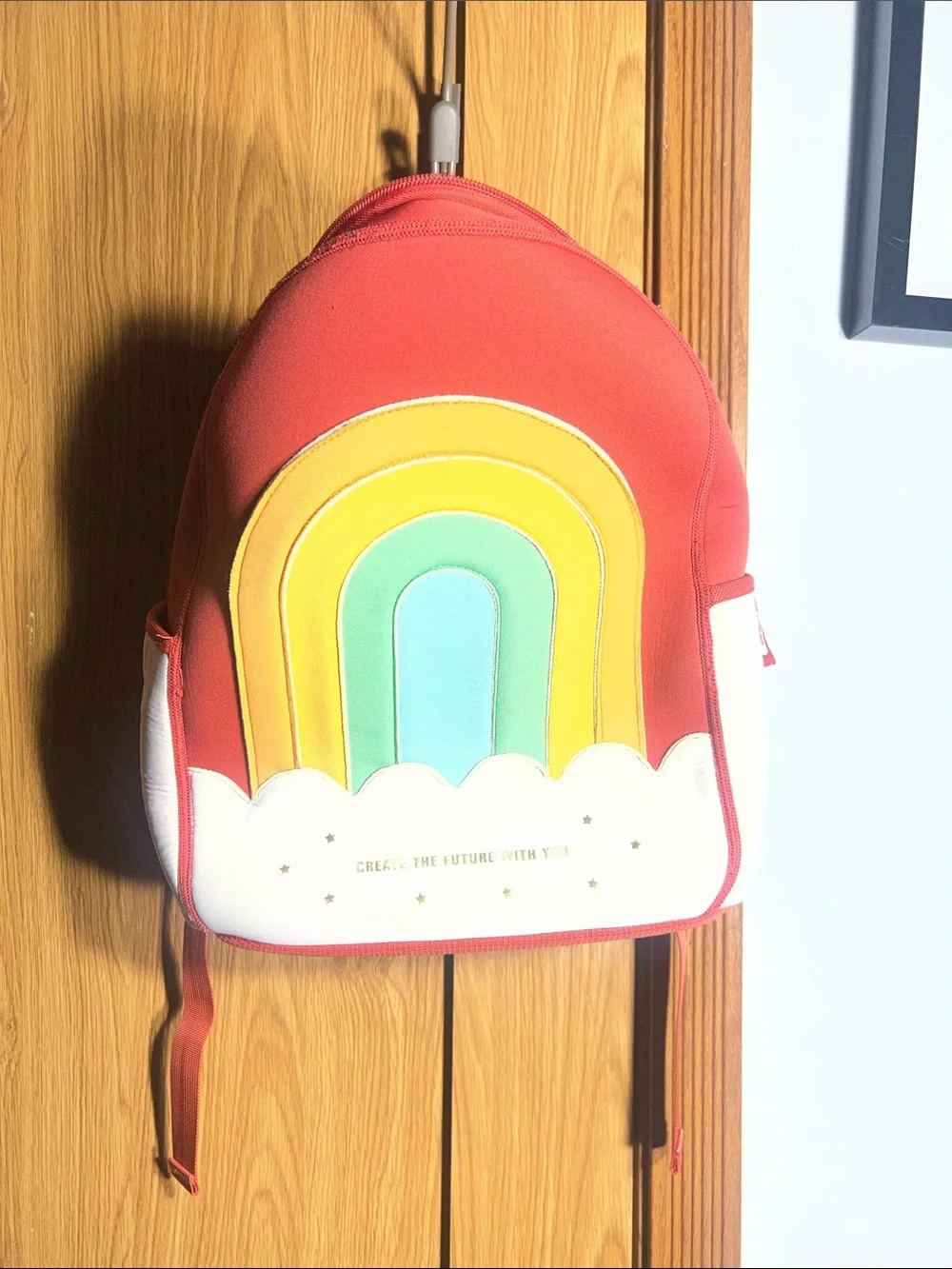 Kids Rainbow Cloud Backpack - Red with Multicolor Accent